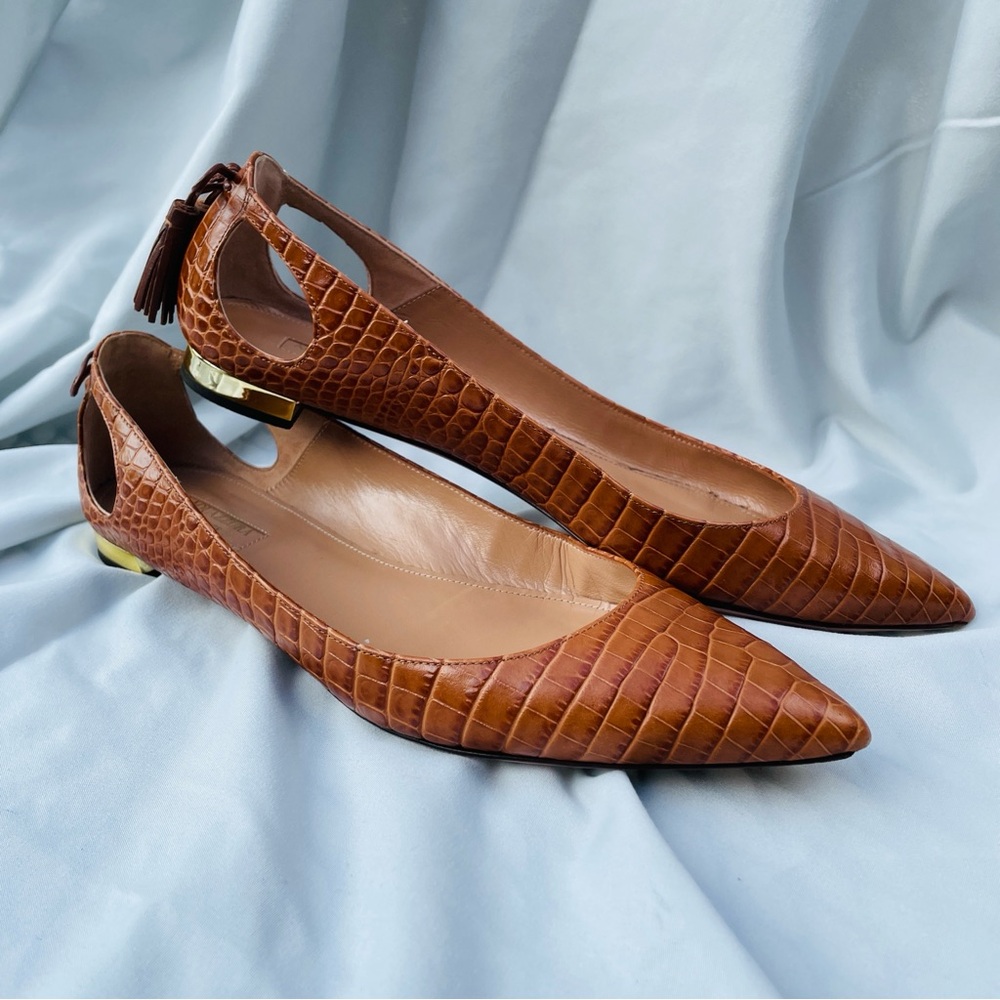 Gorgeous Aquazzura Flats with Gold Heel & Tassel Detail